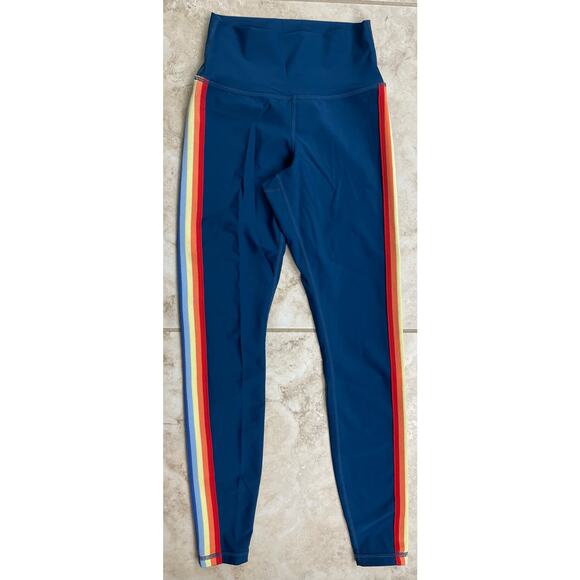 Spiritual Gangster Pants - Spiritual Gangster High Rise Blue Rainbow Stripe Legging XS